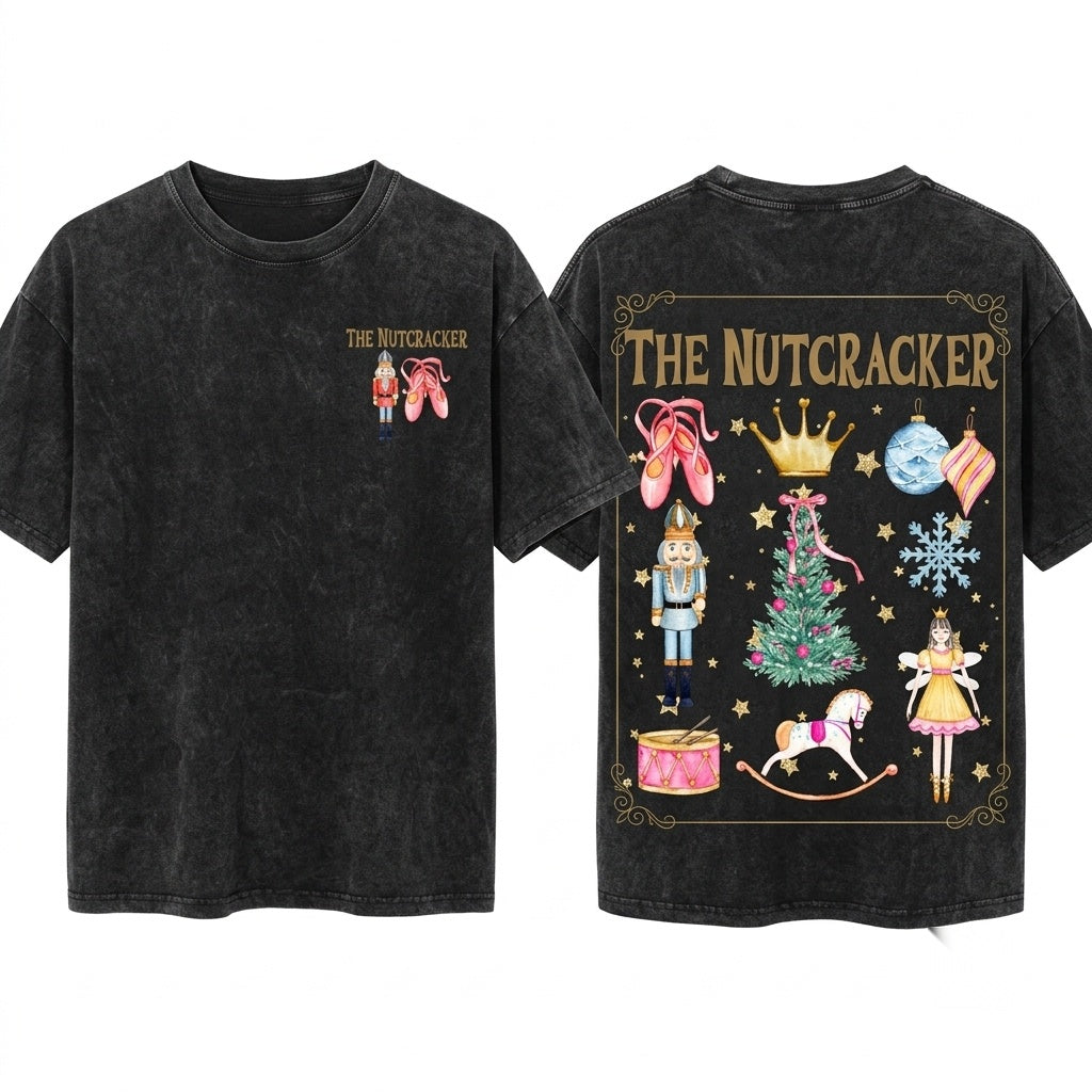 Nutcracker Ballet Christmas Holiday Winter Pullover Xmas Gift Unisex Wash T-Shirt