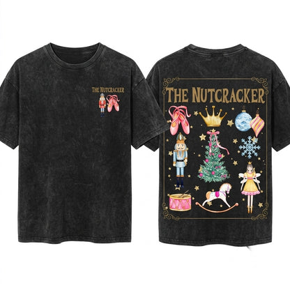 Nutcracker Ballet Christmas Holiday Winter Pullover Xmas Gift Unisex Wash T-Shirt