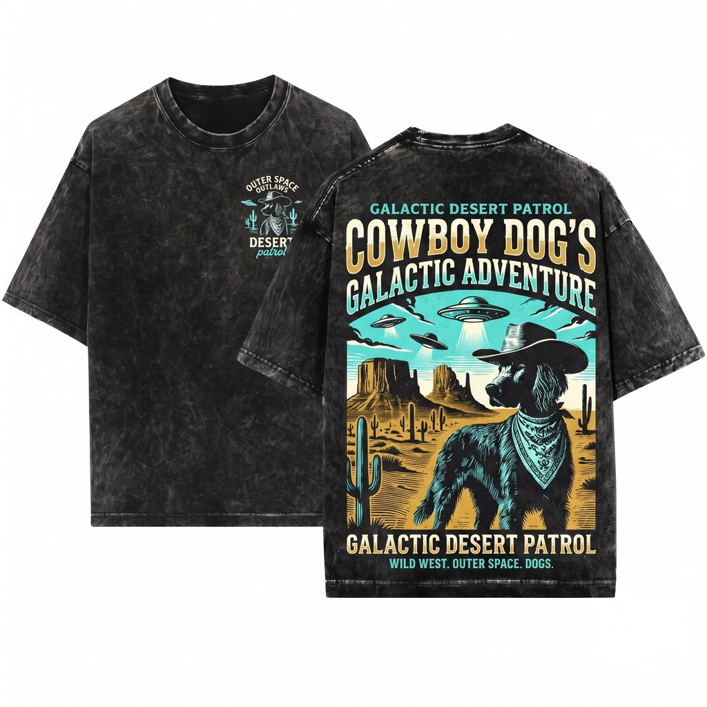 UFO Irish Setter Cowboy Dog Mom Dad Gift Ranch Country Desert Wild West Unisex Wash T-Shirt