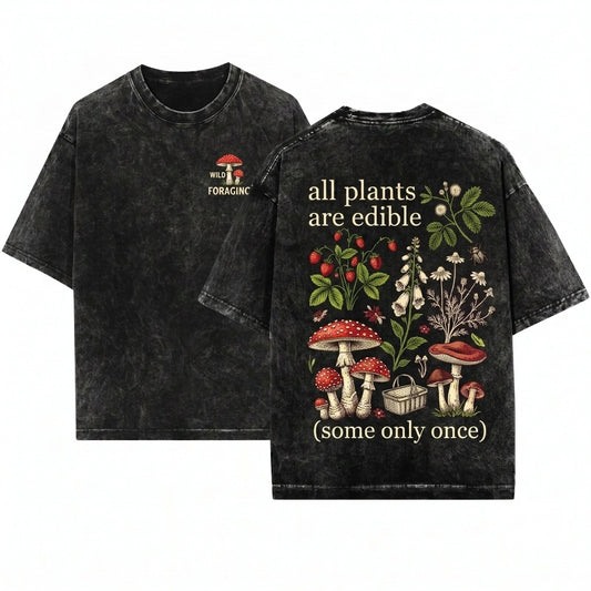 All Plants Are Edible Tank Top, Funny Botanical Mushroom Cottagecore Gardener Unisex Wash T-Shirt