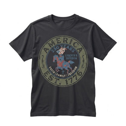 250 Years America Semiquincentennial Anniversary Christian 4th of July Faith Family Freedom Independence Day Church Gift Unisex