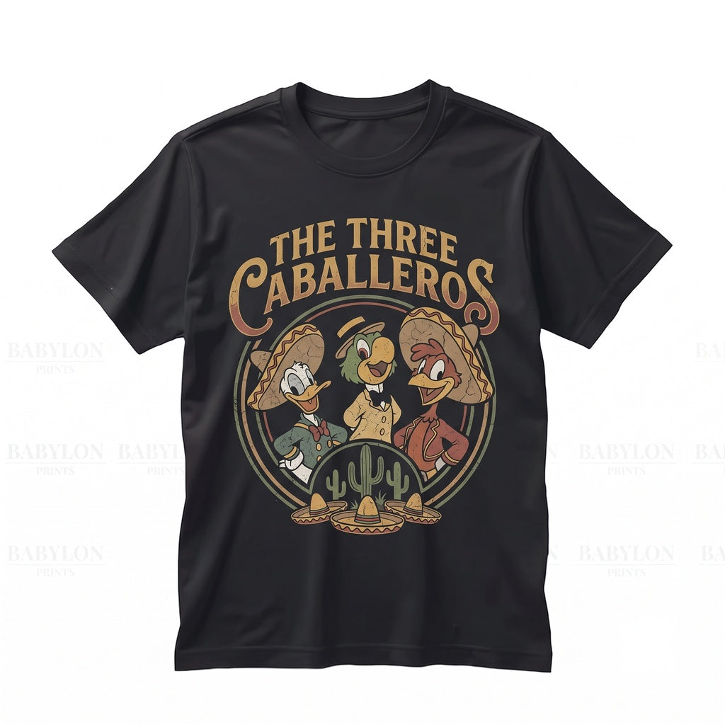 Vintage Three Bird Band Graphic Top, Retro Mexican World Showcase Donald Jose Panchito Apparel, Unisex TShirt