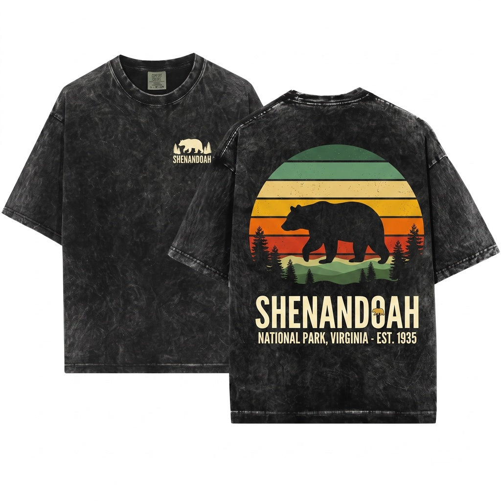Shenandoah National Park Vintage Bear Souvenir Unisex Wash T-Shirt