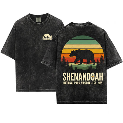 Shenandoah National Park Vintage Bear Souvenir Unisex Wash T-Shirt