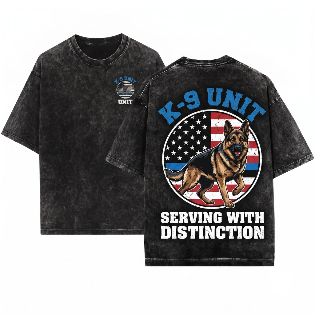 Police Dog K9 Thin Blue Line Flag German Shepherd Sheriff Handler Military Officer Trainer Dog Owner Birthday Present Unisex Wash