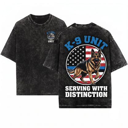 Police Dog K9 Thin Blue Line Flag German Shepherd Sheriff Handler Military Officer Trainer Dog Owner Birthday Present Unisex Wash