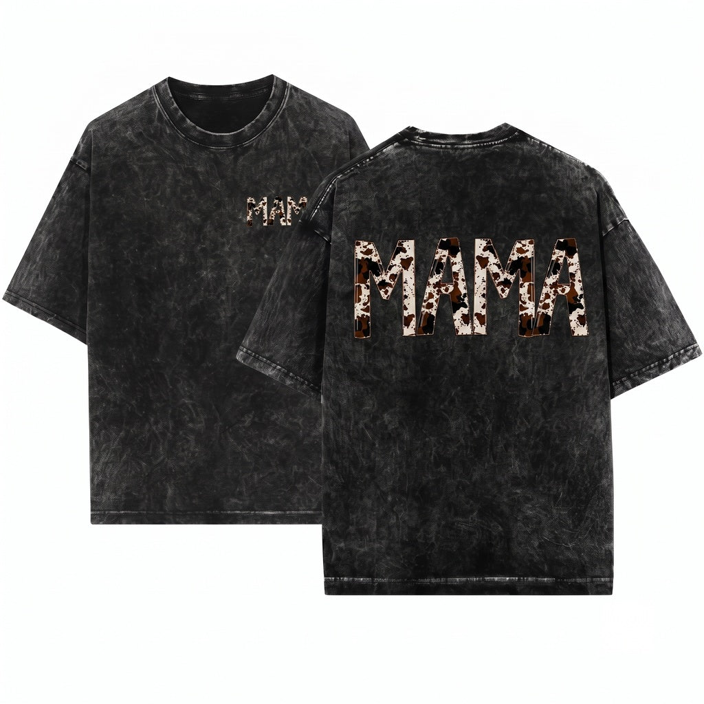 Cute Mama Cow Print Mothers Day Gift Unisex Wash T-Shirt