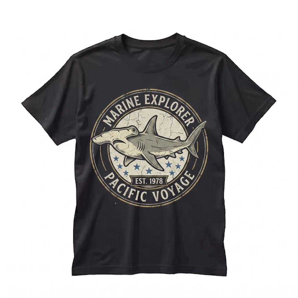 Cute Embroidered Hammerhead Shark Ocean Animal Summer Beach Marine Life Gift Lovers Unisex TShirt