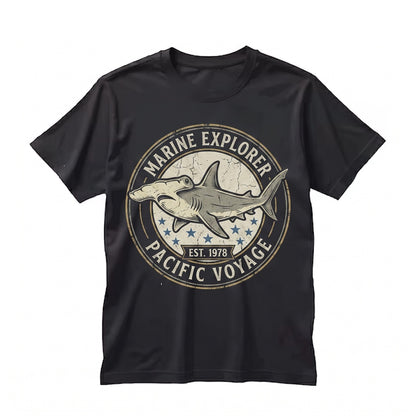 Cute Embroidered Hammerhead Shark Ocean Animal Summer Beach Marine Life Gift Lovers Unisex TShirt