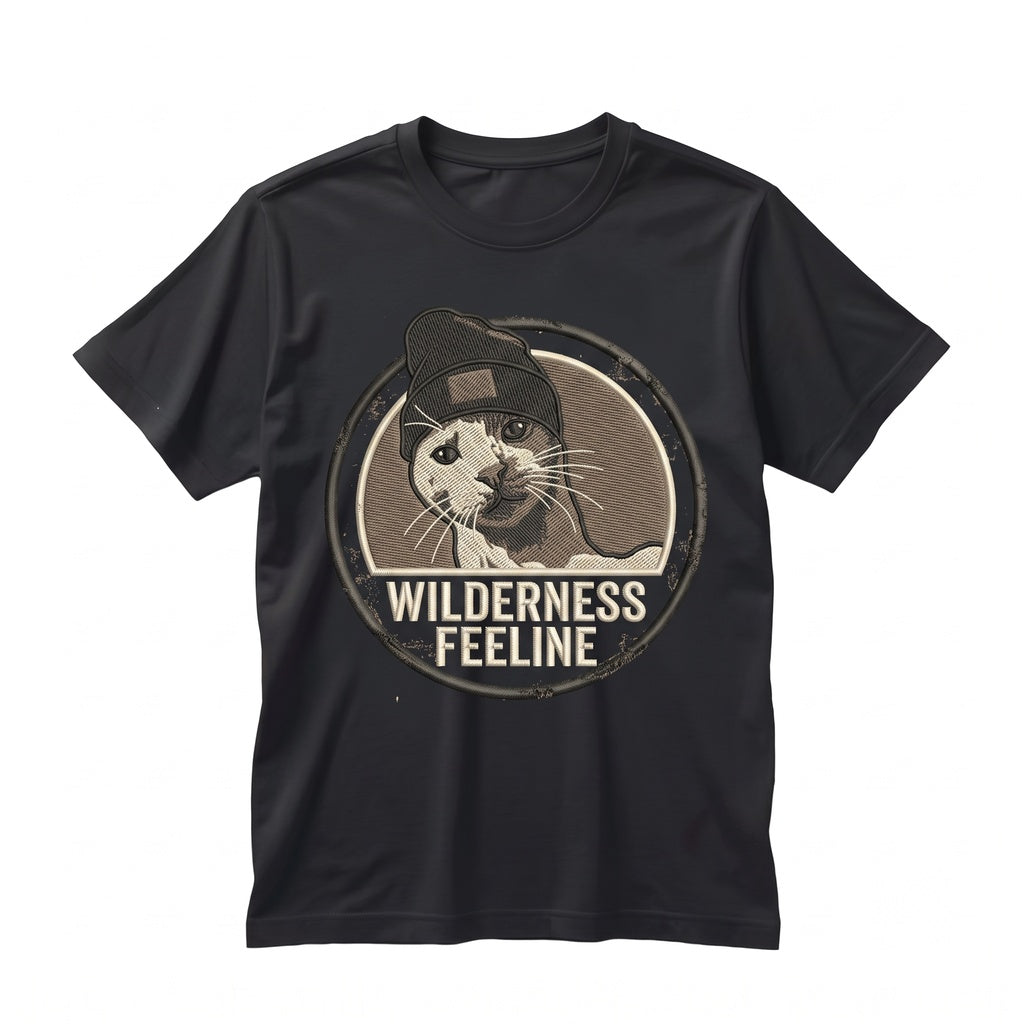 Wacky Cat Illustration Funny Feline Graphic Quirky Pet Art Novelty Unisex TShirt