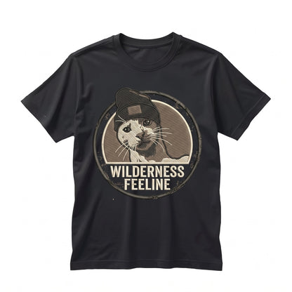 Wacky Cat Illustration Funny Feline Graphic Quirky Pet Art Novelty Unisex TShirt