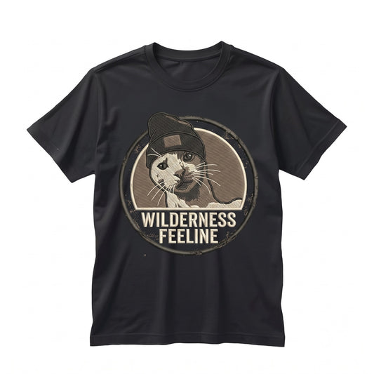 Wacky Cat Illustration Funny Feline Graphic Quirky Pet Art Novelty Unisex TShirt
