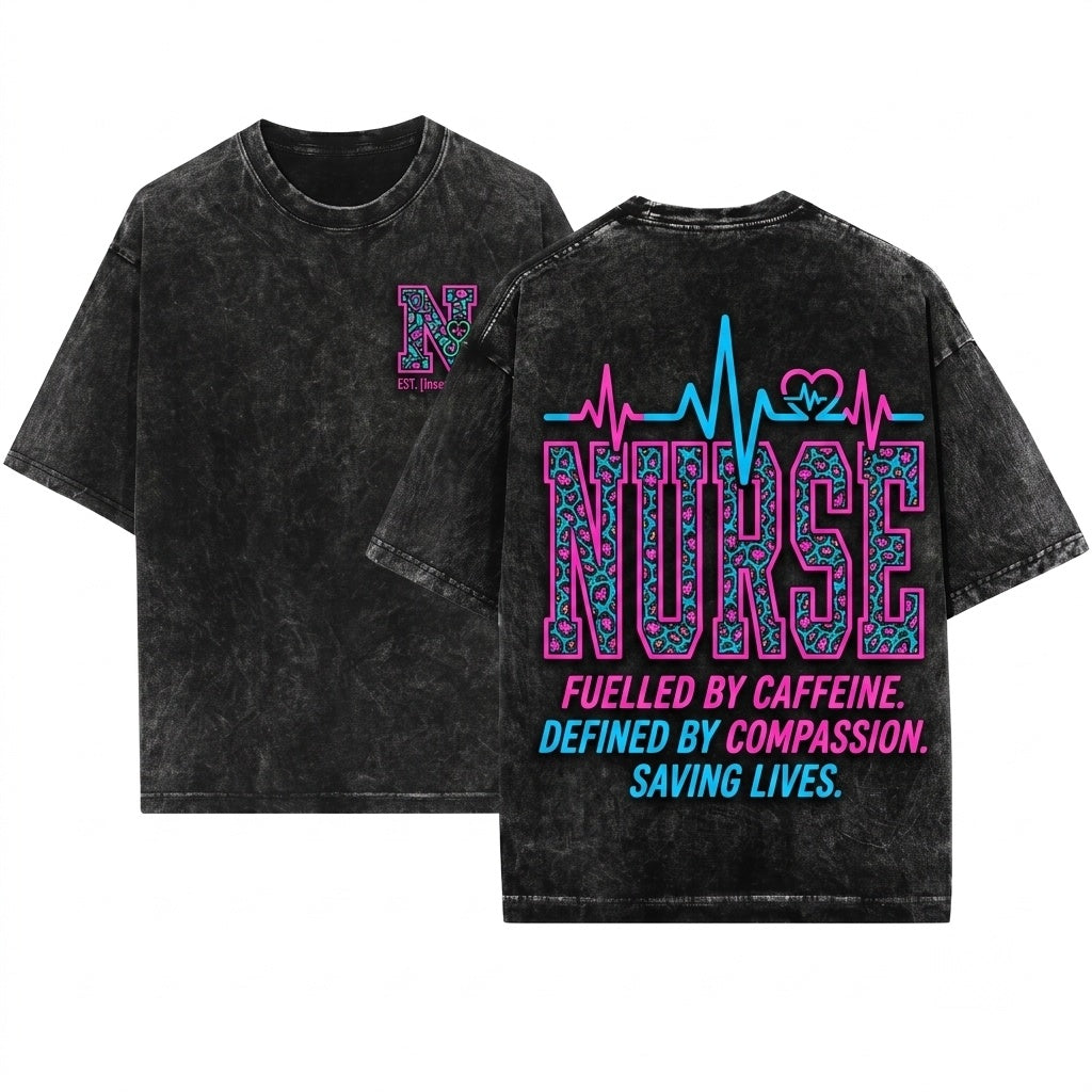 Cute Leopard RN Registered Nurse Life School Unisex Wash T-Shirt