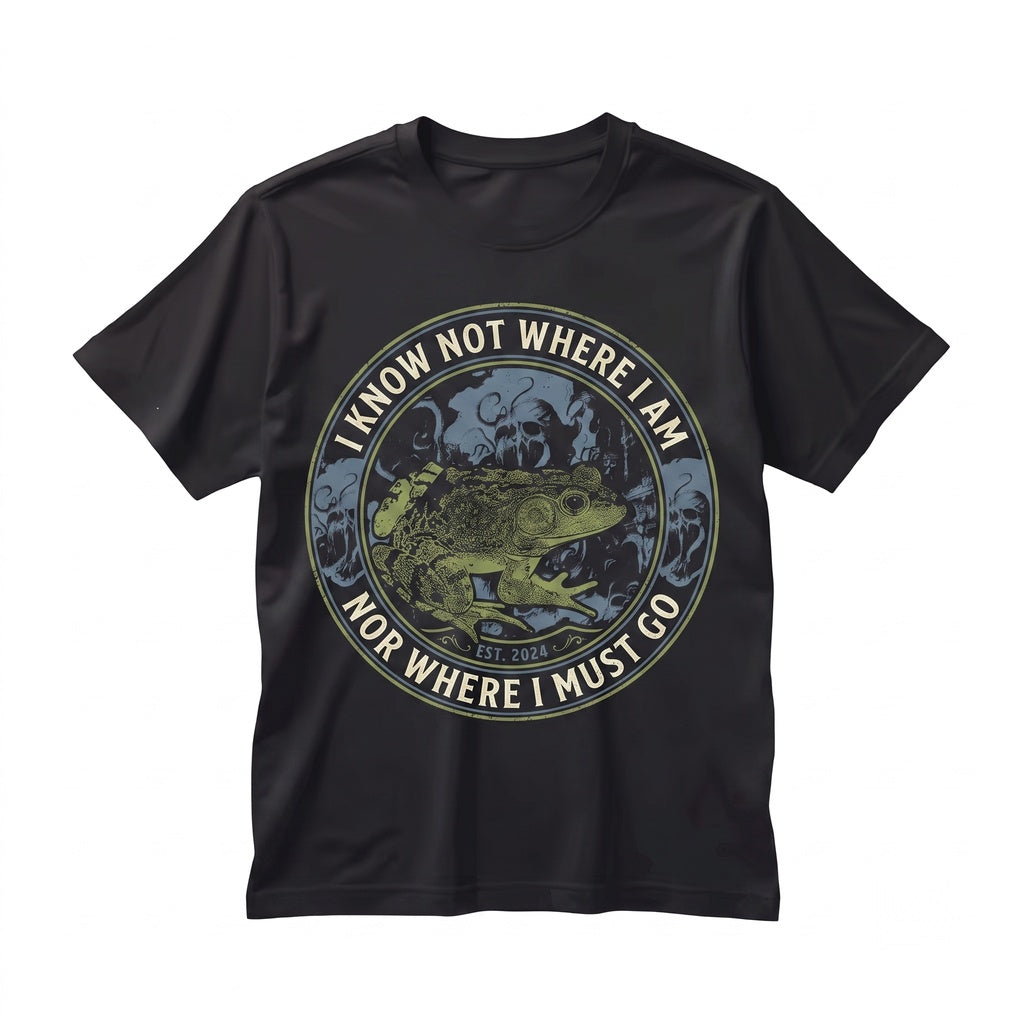 I Know Not Where Am Funny Lost Frog Graphic Humor Unisex TShirt