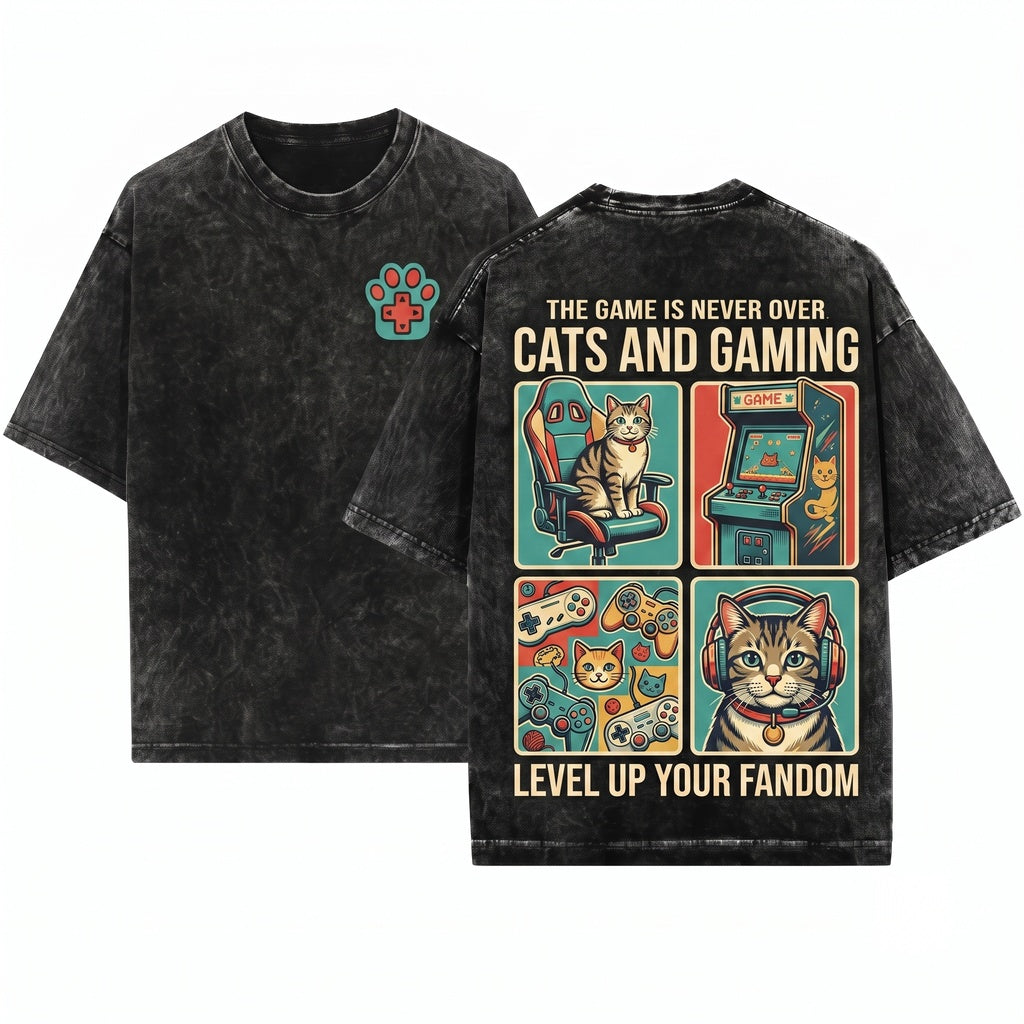 Cat Video Gamer Console Graphic Gift Unisex Wash T-Shirt