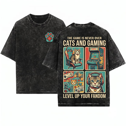Cat Video Gamer Console Graphic Gift Unisex Wash T-Shirt