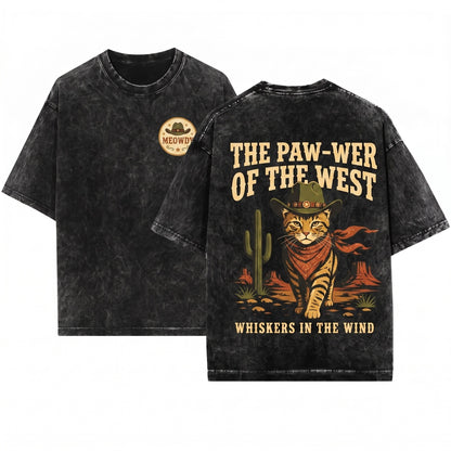 Funny Meowdy Partner Cowboy Cat Western Kitty Rodeo Cowgirl Country Animal Lover Gift Unisex Wash T-Shirt