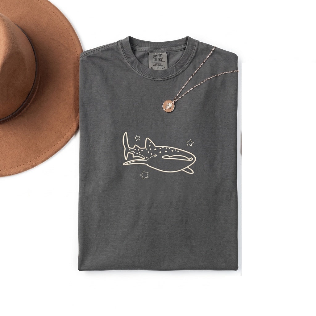 Whale Shark Embroidered Cute Summer Beach Ocean Sea Animal Lover Graphic Unisex TShirt
