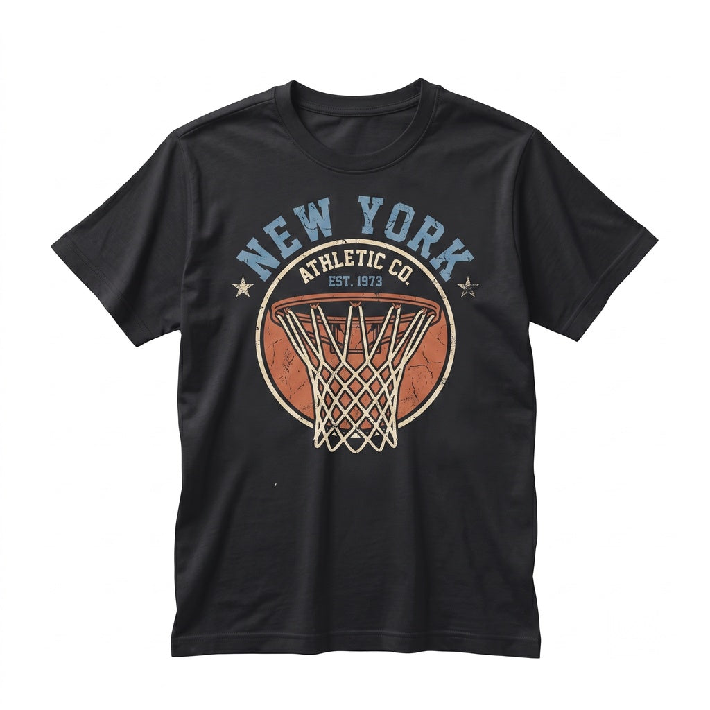 New York Basketball Graphic Poster Orange Blue Wall Art Print Framed Decor Unisex TShirt