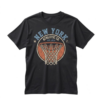 New York Basketball Graphic Poster Orange Blue Wall Art Print Framed Decor Unisex TShirt