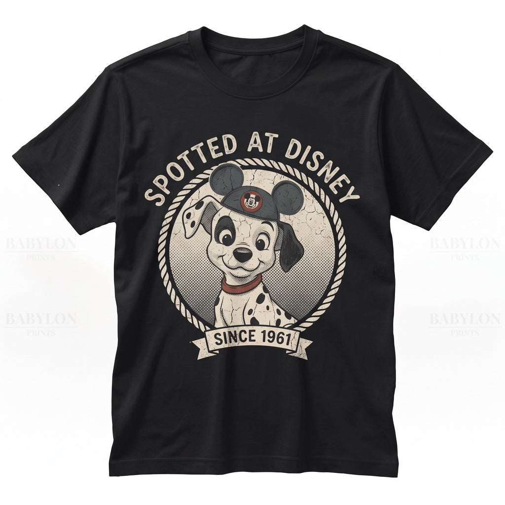 Retro Dalmatian Pongo Perdita Cute Spotted Puppy Dog Graphic Unisex TShirt