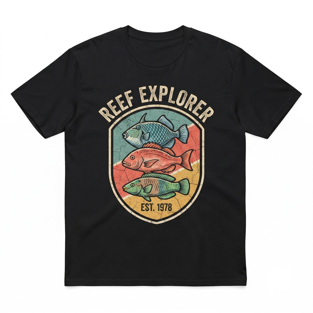 Fish Graphic Tee, Retro Ocean Life Summer Vacation Beach Apparel Unisex TShirt