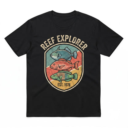 Fish Graphic Tee, Retro Ocean Life Summer Vacation Beach Apparel Unisex TShirt