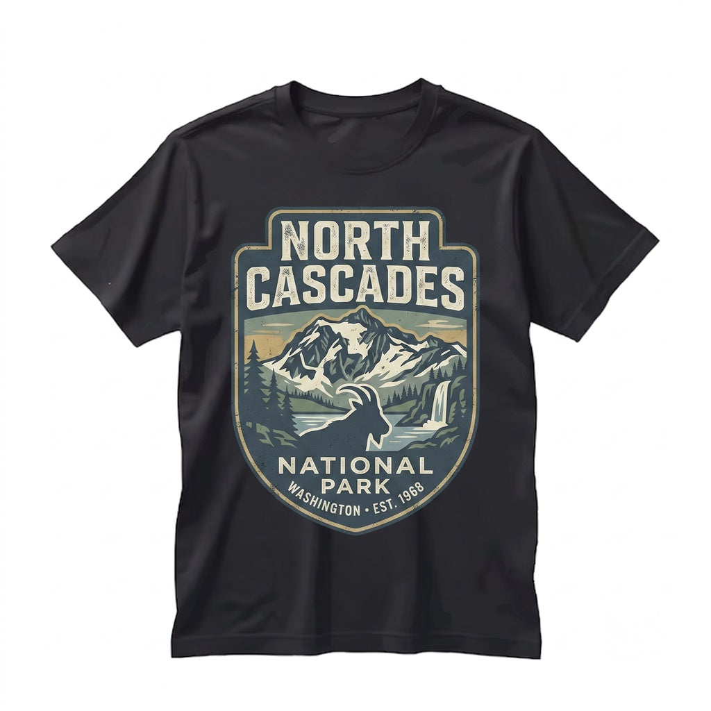 North Cascades National Park Washington Mountain Hiking Vintage Alpine Nature Outdoor Adventure Gift Unisex TShirt