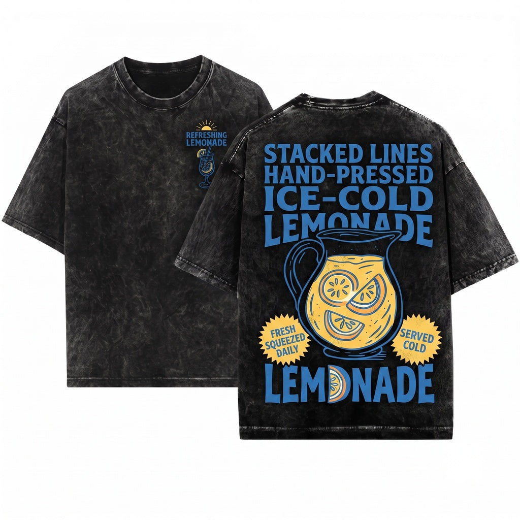 Lemonade Graphic Lemoncore Retro Citrus Design Unisex Wash T-Shirt