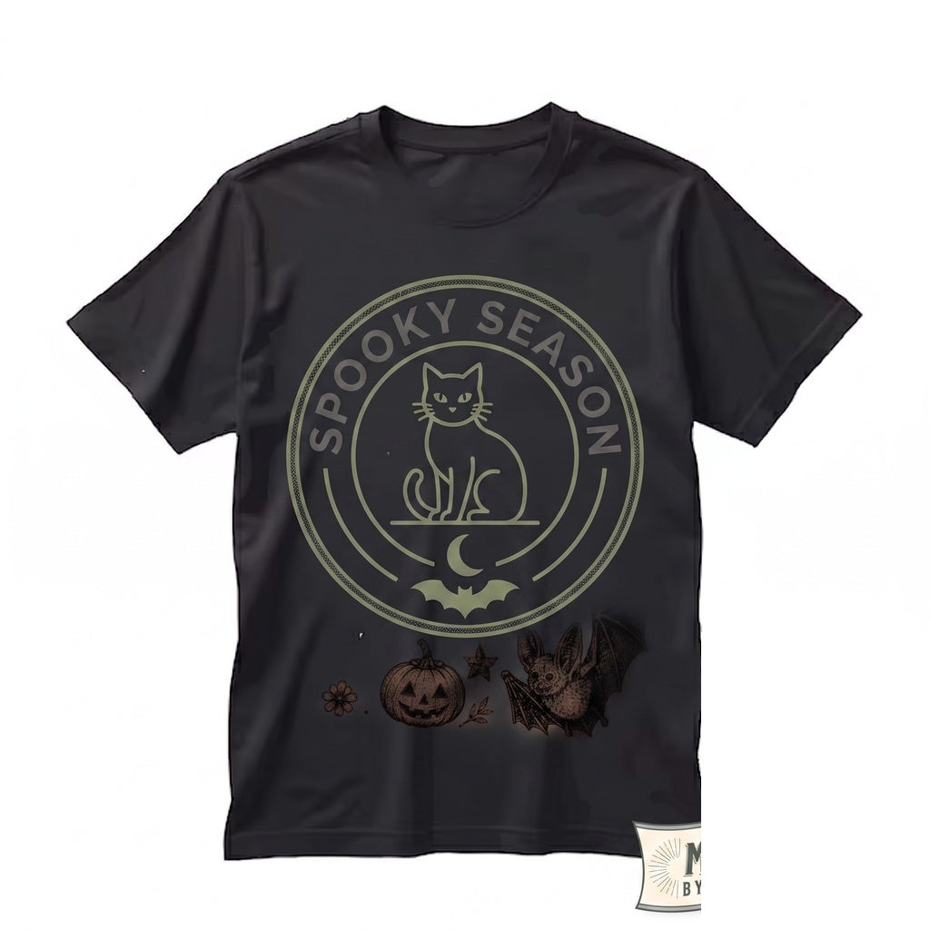 Vintage Spooky Halloween Bats Jack-O-Lantern Witchy Black Cat Trick Or Treat Gift Unisex TShirt