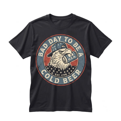 Bad Day To Be A Cold Beer Funny Fourth Of July Eagle American Flag Patriotic Drinking Independence Holiday Party Summer Graphic