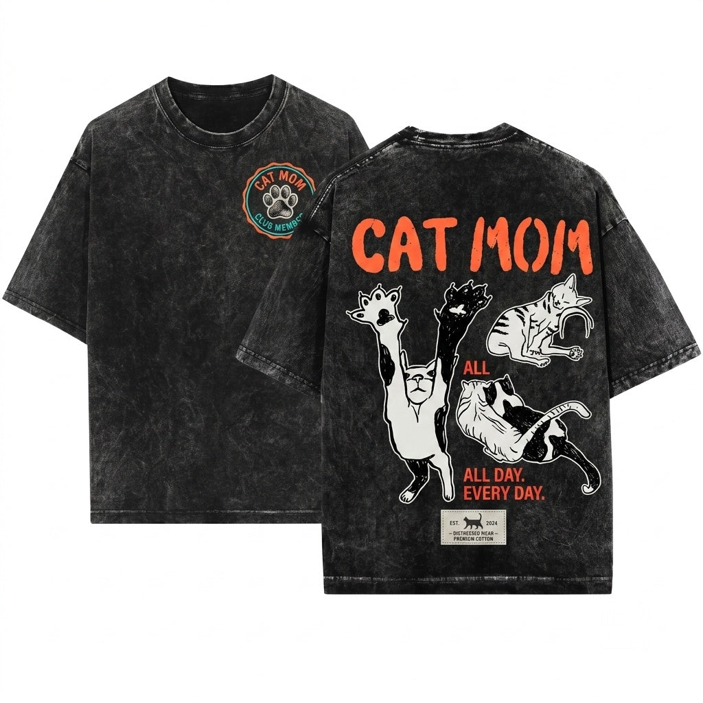 Funny Cute Feline Cat Mama Mothers Day Gift For Pet Owner Unisex Wash T-Shirt