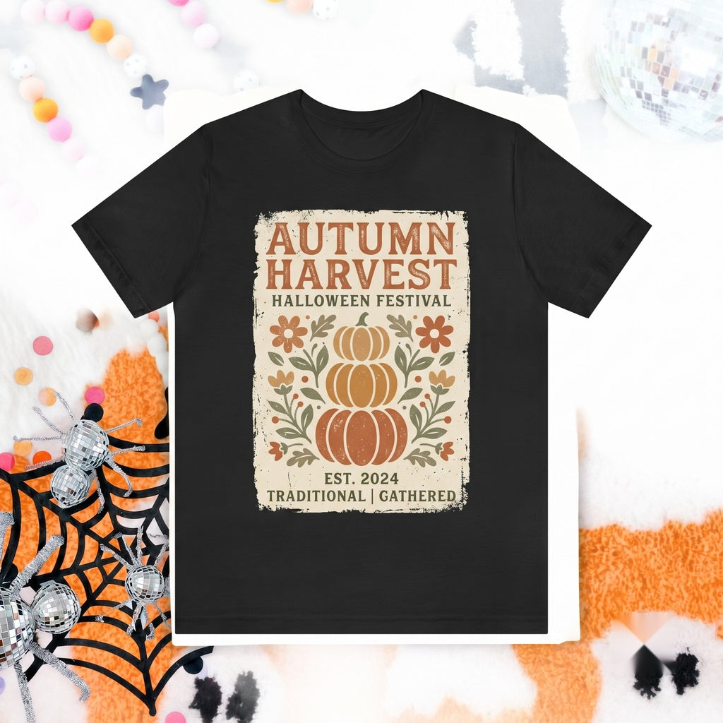 Faux Patchwork Checkered Pumpkin Graphic Fall Autumn Thanksgiving Womens Cute Cozy Crewneck Unisex TShirt