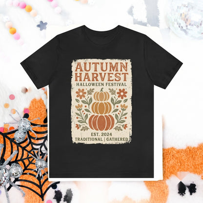 Faux Patchwork Checkered Pumpkin Graphic Fall Autumn Thanksgiving Womens Cute Cozy Crewneck Unisex TShirt