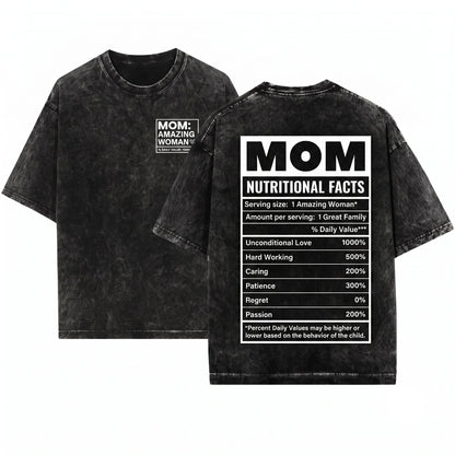 Funny Mom Nutrition Facts Cute Women Mothers Day Gift Idea Wife Birthday Present Best Mama Life New Mommy Christmas Unisex Wash