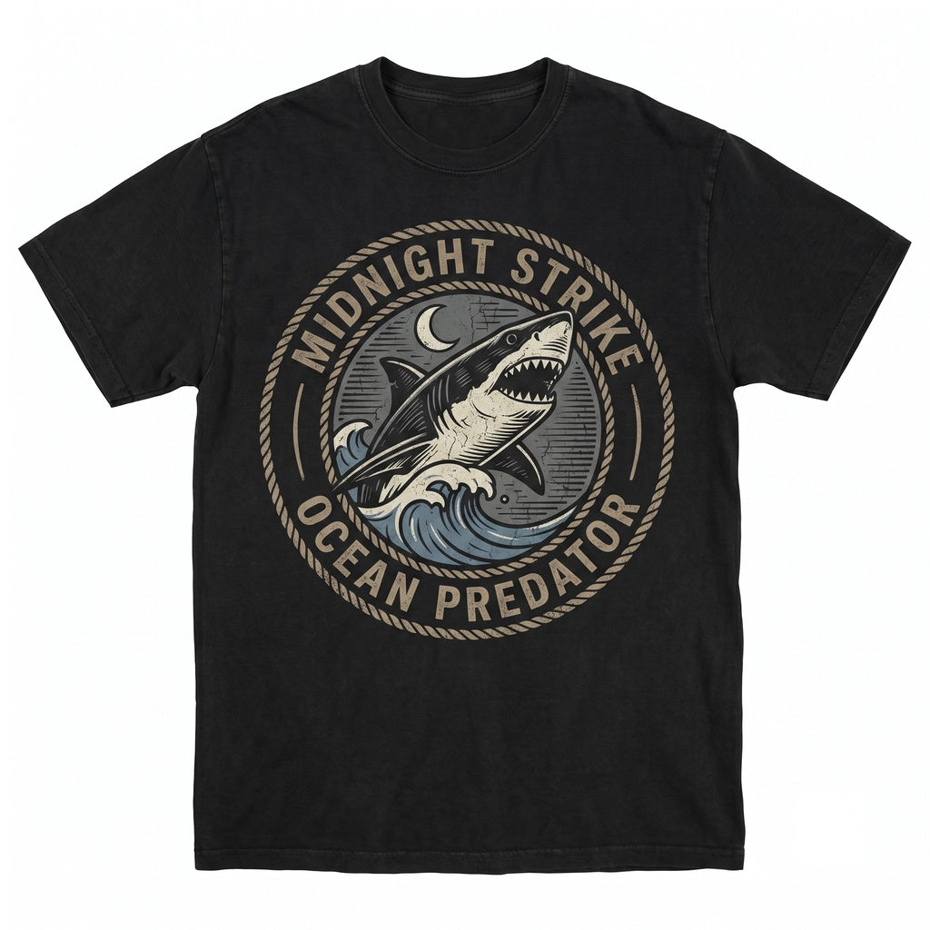Tiger Shark Moon Lightning Graphic Gothic Dark Ocean Sea Predator Halloween Marine Animal Gift Men Women Unisex TShirt