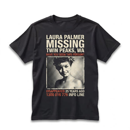 Laura Palmer Missing Poster Vintage 90s Mystery Cult Classic TV Drama Graphic Unisex TShirt