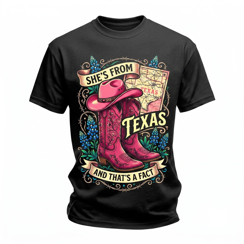 Shes From Texas Retro Girl Southern State Pride Gift Unisex TShirt