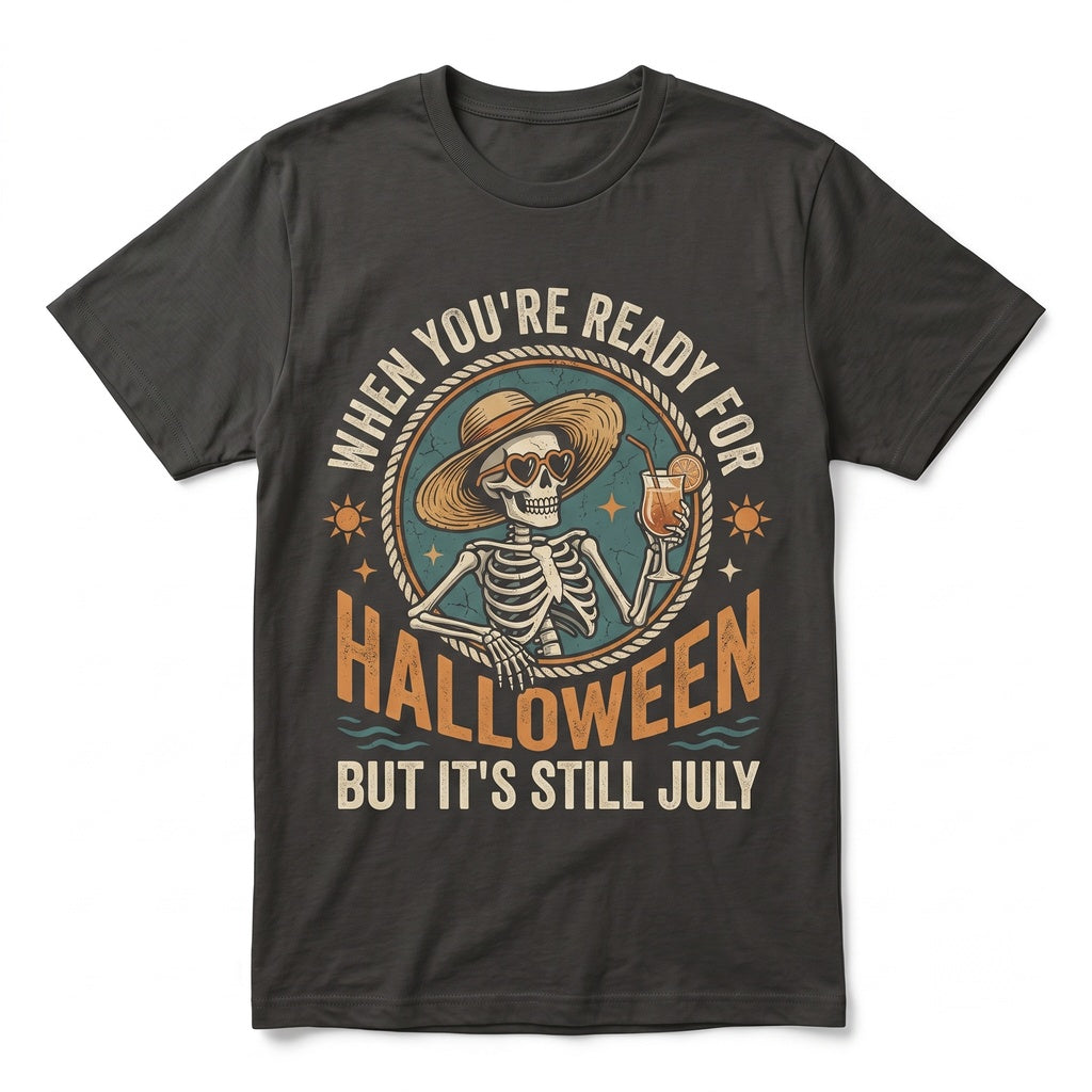 Summerween Funny Drinking Skeleton Halloween In July Spooky Beach Vibes Graphic Unisex TShirt
