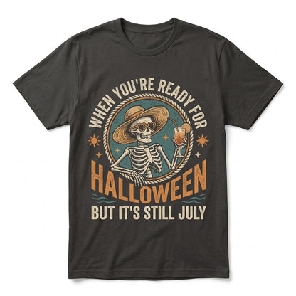 Summerween Funny Drinking Skeleton Halloween In July Spooky Beach Vibes Graphic Unisex TShirt