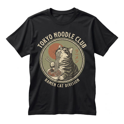 Japanese Kawaii Ramen Noodle Graphic Cat Streetwear Unisex TShirt