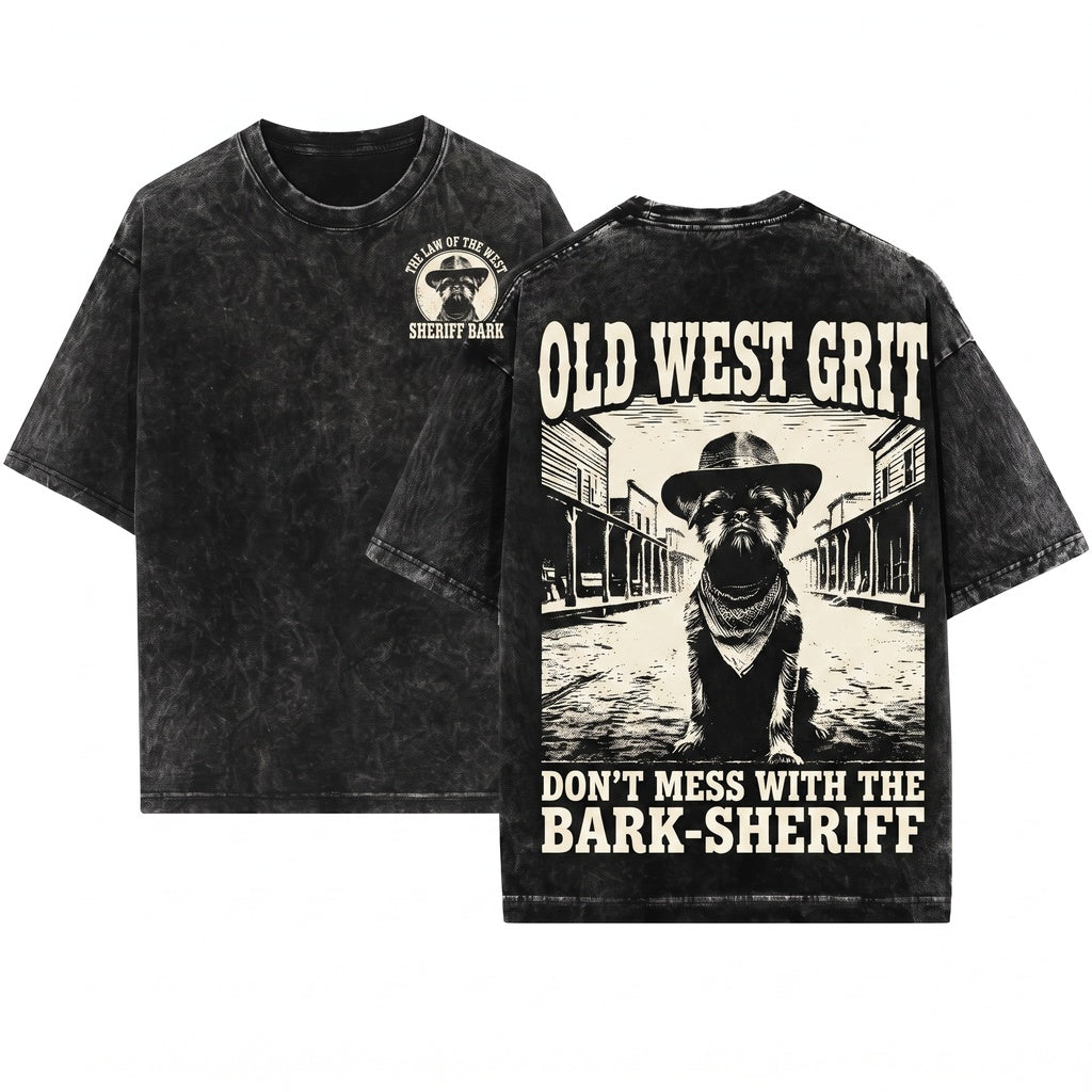 Wild West Cowboy Town Brussels Griffon Vintage Retro Country Style Mom Dad Gift Unisex Wash T-Shirt