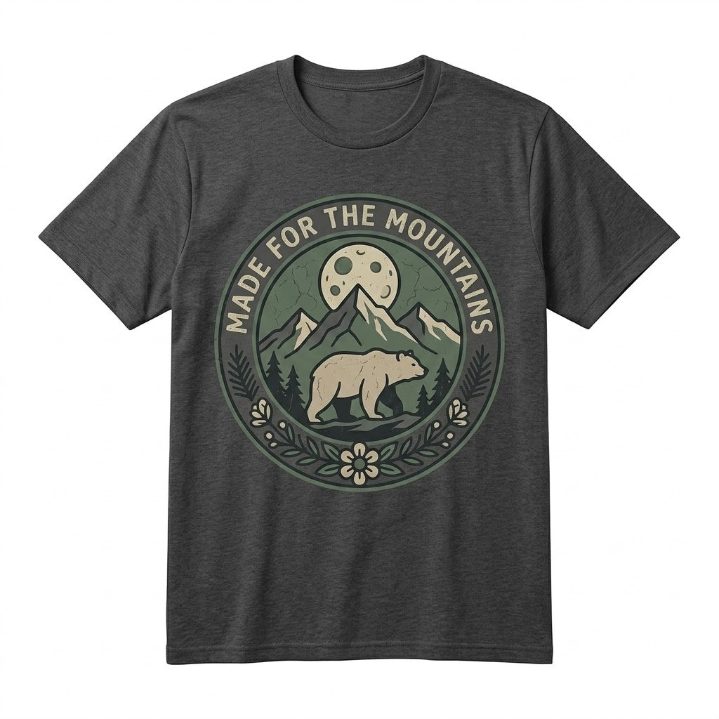 Boho Nature Mountain Bear Graphic Outdoor Wilderness Hiking Unisex TShirt