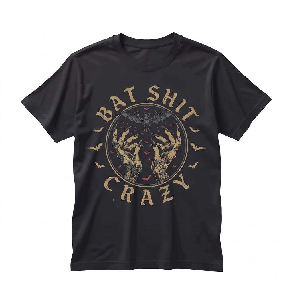 Crazy Bat Tattooed Hands Graphic Spooky Goth Aesthetic Creepy Cute Alternative Fashion Women Unisex TShirt