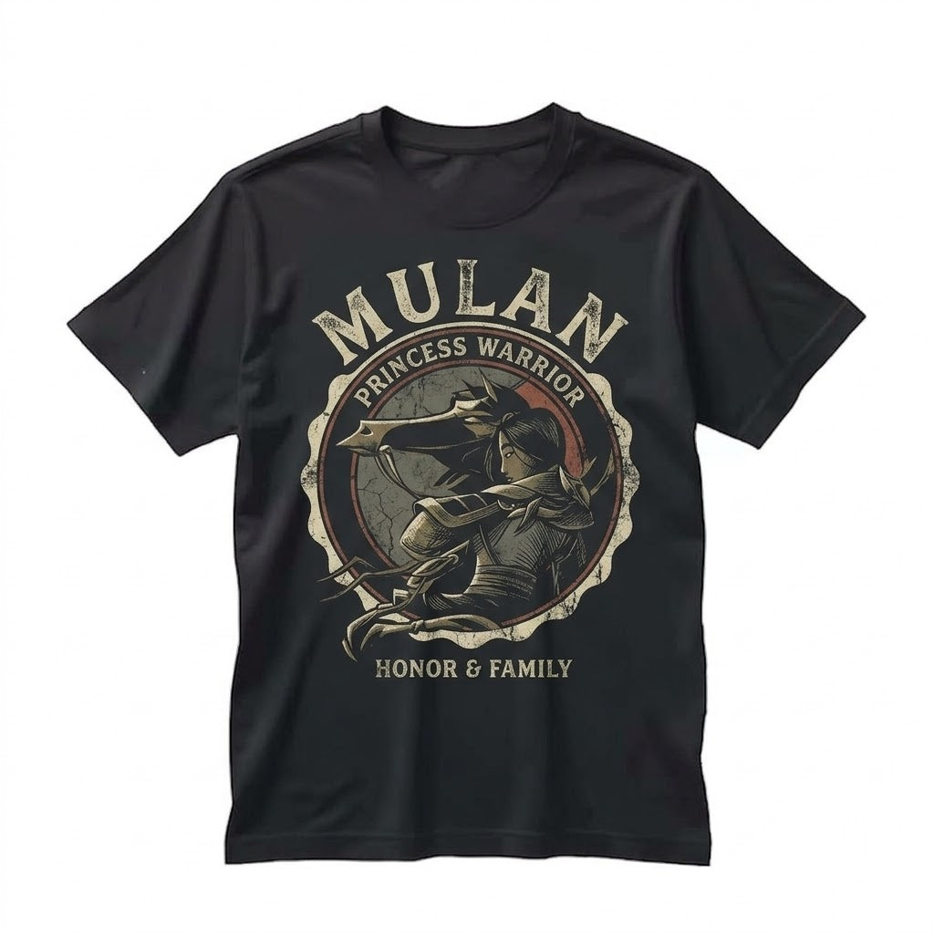 Vintage Mulan Princess Mushu Dragon Chinese Warrior Movie Theme Park Vacation Family Travel Gift Unisex TShirt