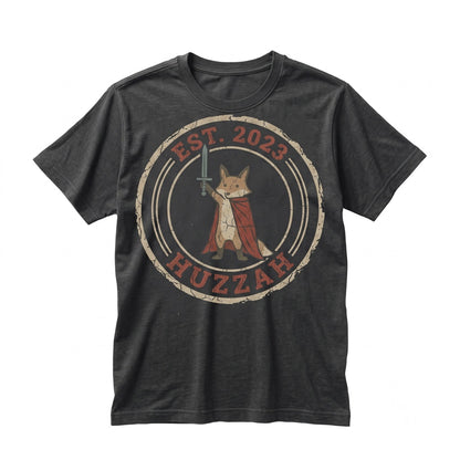 Huzzah Fox Embroidered Medieval Renaissance Faire Crewneck Pullover Unisex TShirt