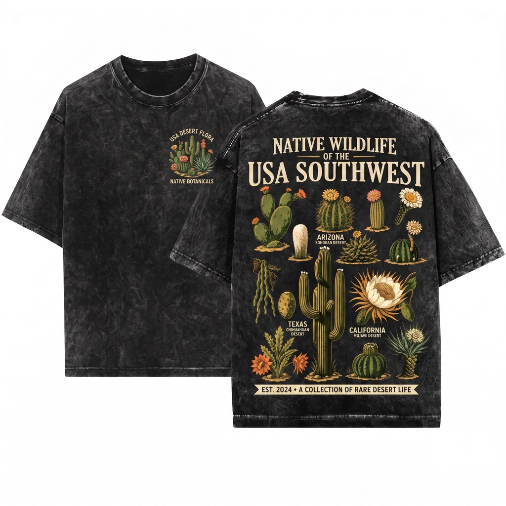 Cute Cactus Succulent Botanical Plant Desert Nature Gardener Lover Gift Unisex Wash T-Shirt