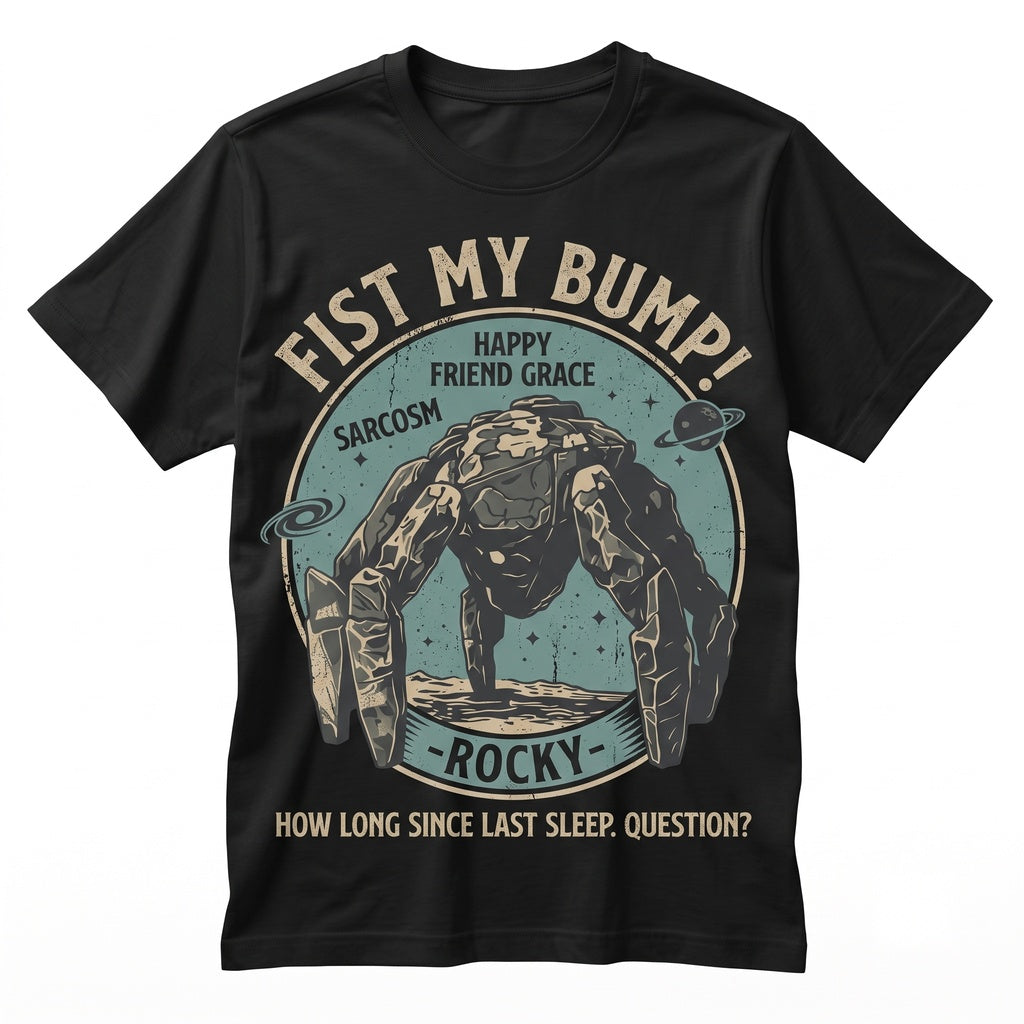 Rocky Alien Fist My Bump Funny Sci-Fi Outer Space Novel Quote Graphic Fan Gift Unisex TShirt