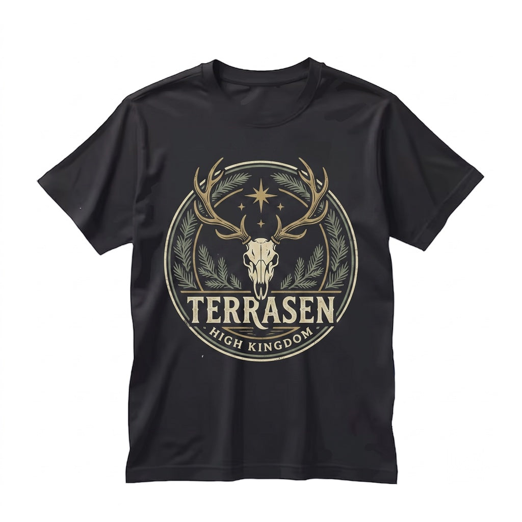 White Stag Embroidered Fantasy Romance Bookish Reader Gift Apparel Top Unisex TShirt