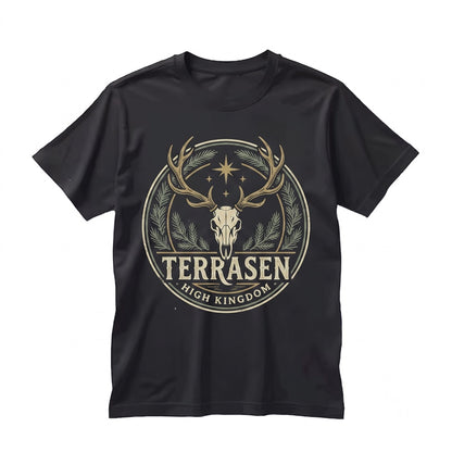 White Stag Embroidered Fantasy Romance Bookish Reader Gift Apparel Top Unisex TShirt